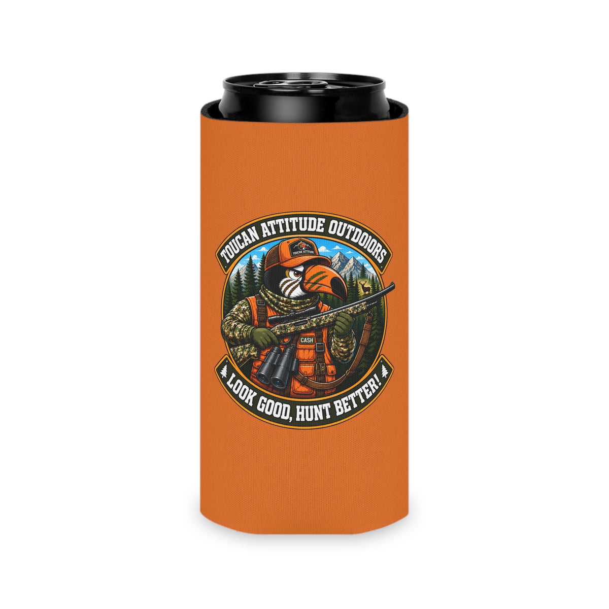 Hunting Toucan Can Cooler – "Toucan Attitude Outdoors" Drink Koozie