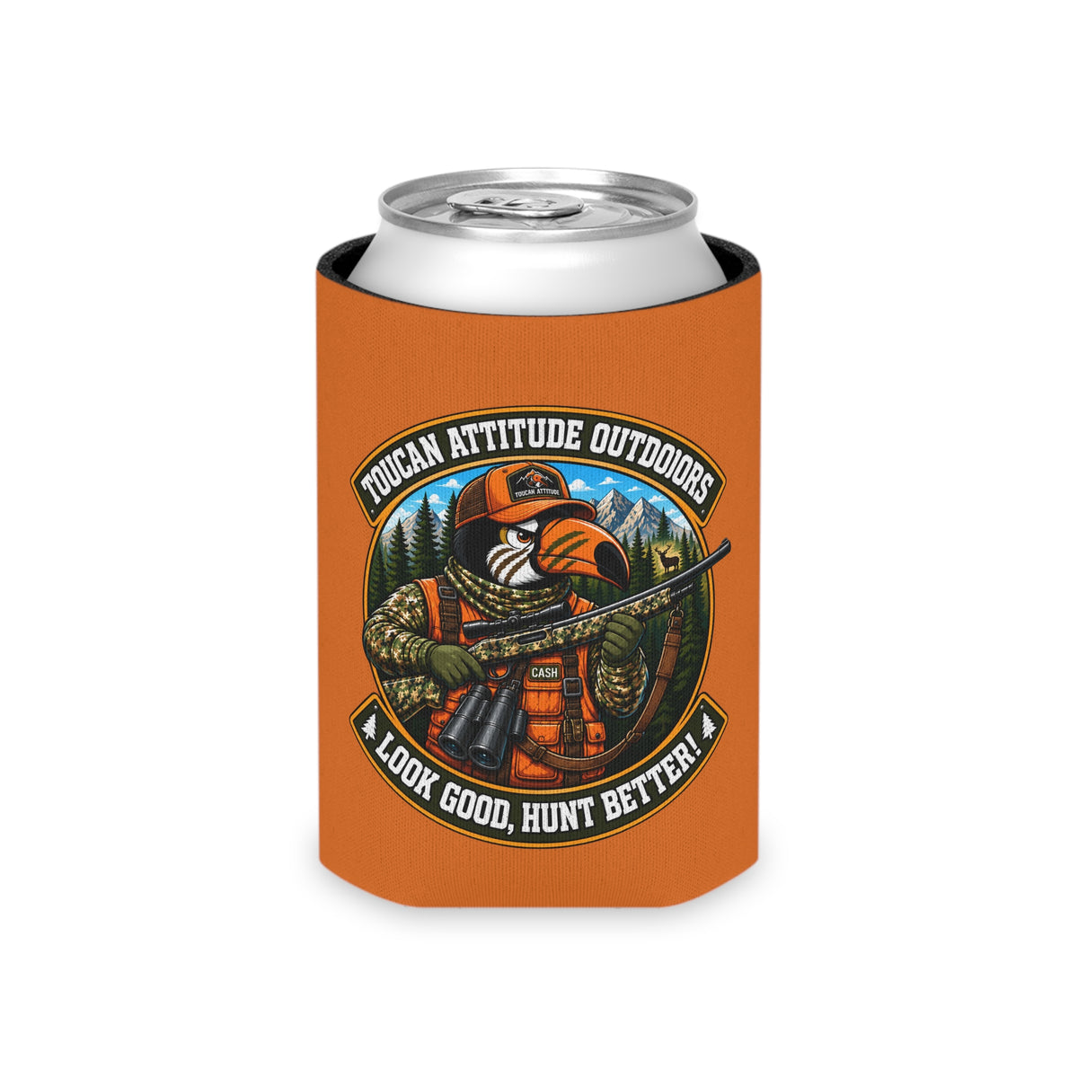 Hunting Toucan Can Cooler – "Toucan Attitude Outdoors" Drink Koozie