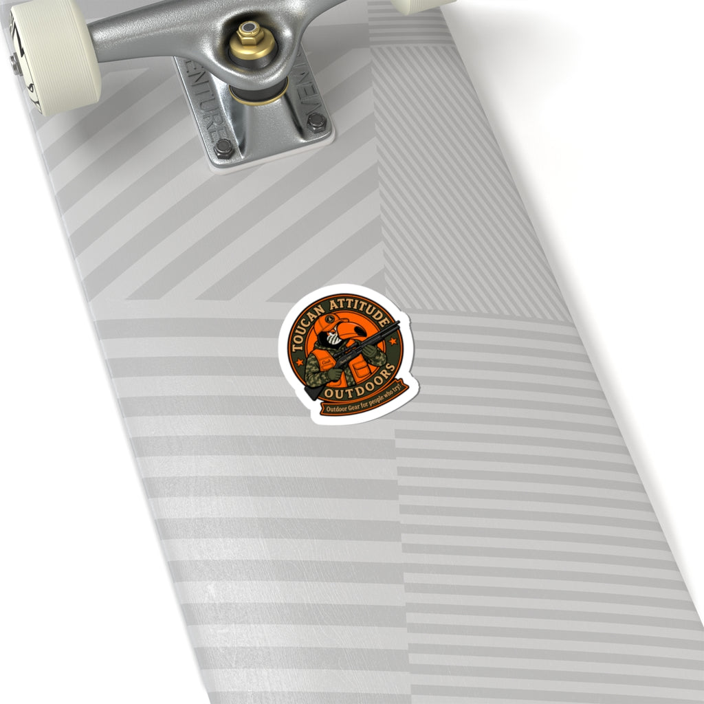 Toucan Attitude Outdoors Kiss-Cut Sticker — Retro Adventure Emblem