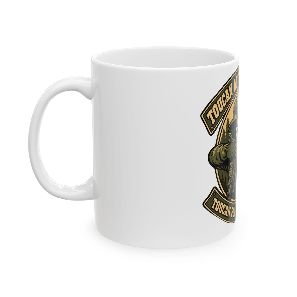 Toucan Attitude Outdoors Hunting Mug — “Toucan for the Working Man” Ceramic Coffee Cup (11oz/15oz)