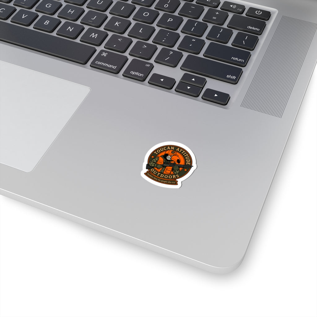 Toucan Attitude Outdoors Kiss-Cut Sticker — Retro Adventure Emblem